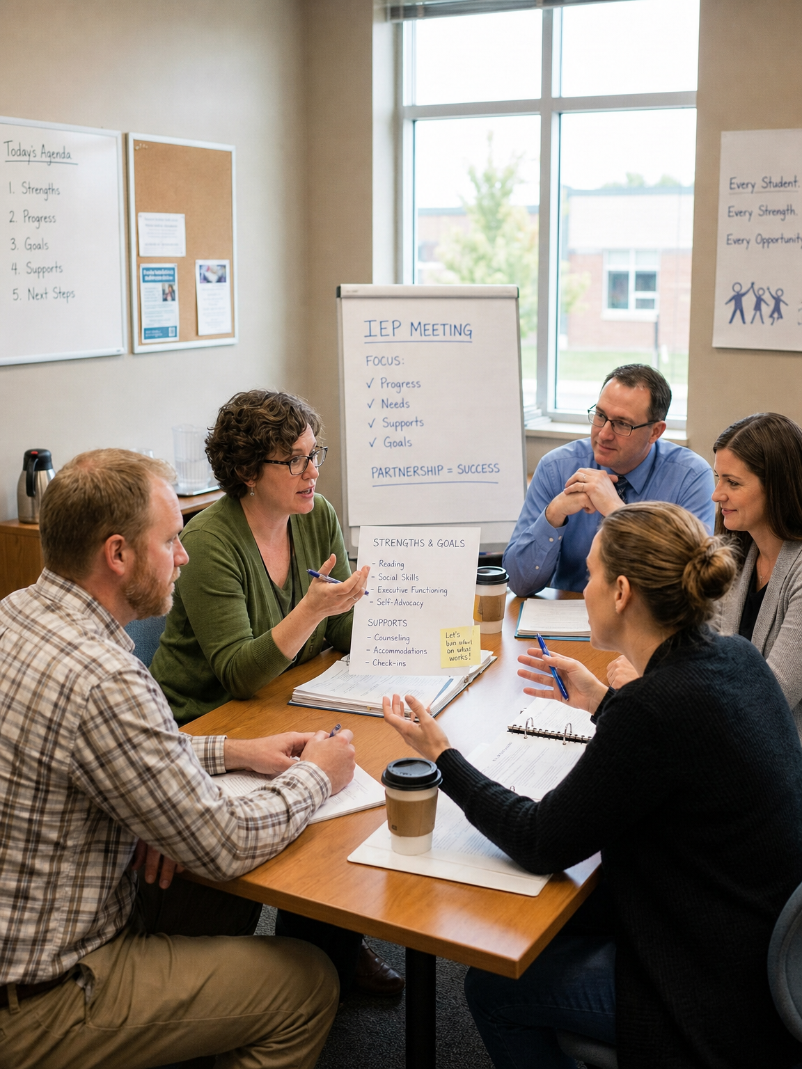 Adults collaborating around educational plans and student support