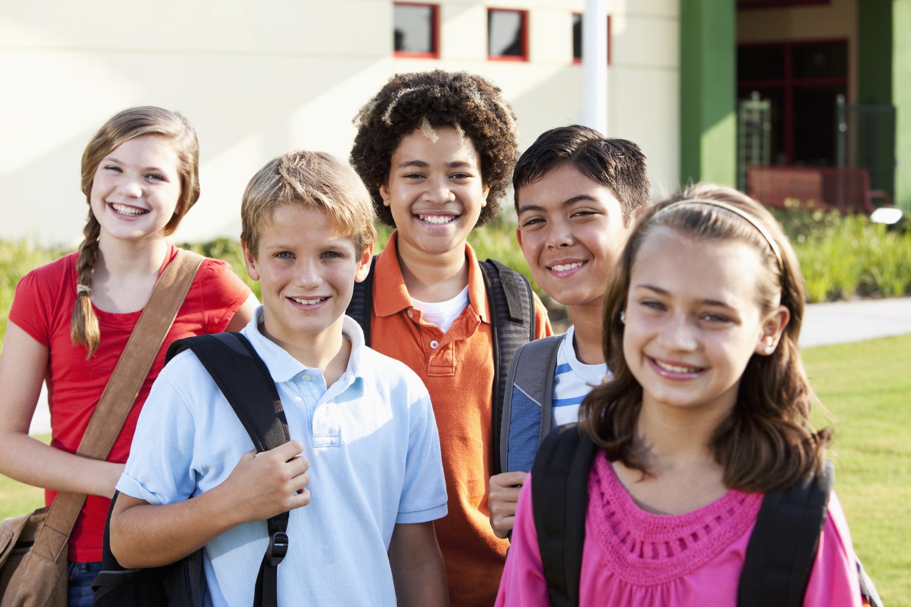 Students together outside school