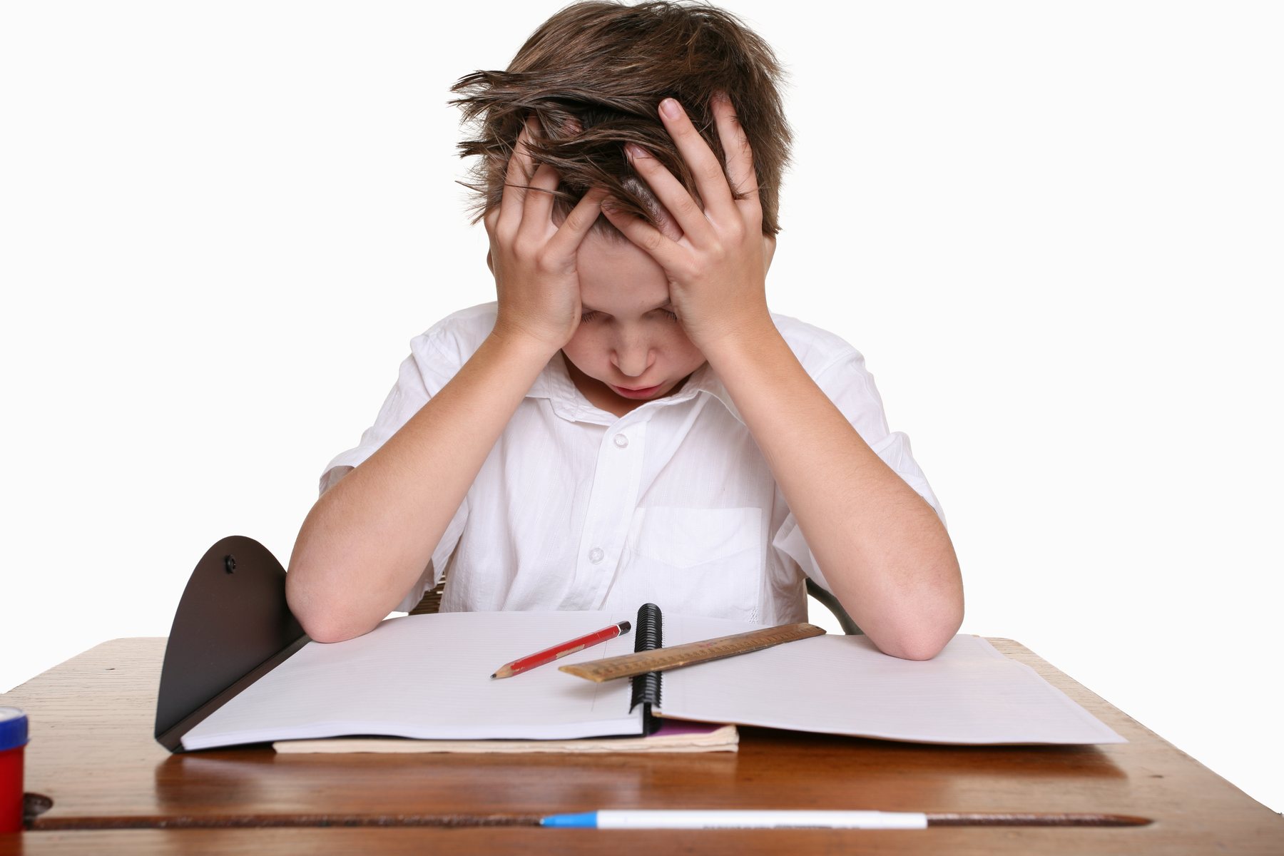 A student experiencing frustration with schoolwork